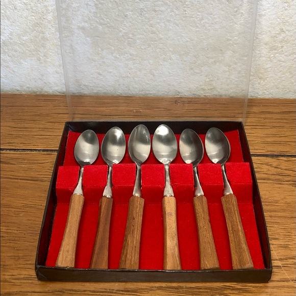 Vintage Japan wood handle demitasse spoons